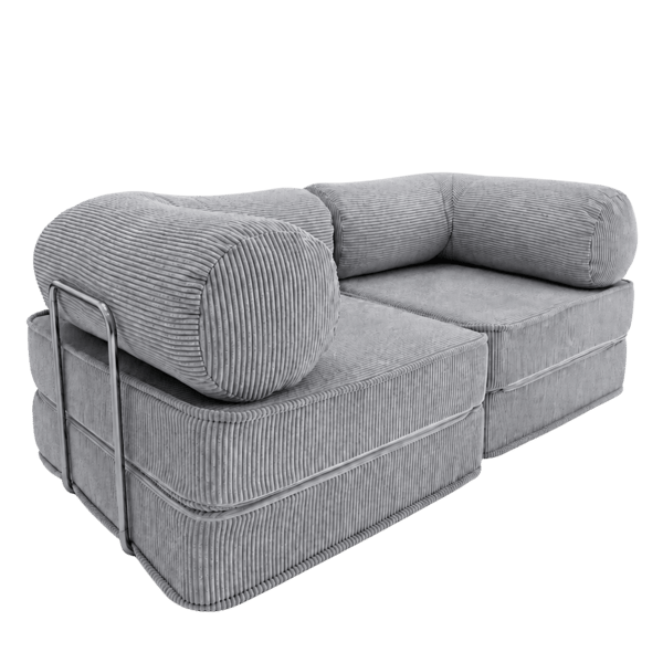 Modulär bäddsoffa 2-i-1 i räfflad sammet, grå, 200x100 cm – SURB
