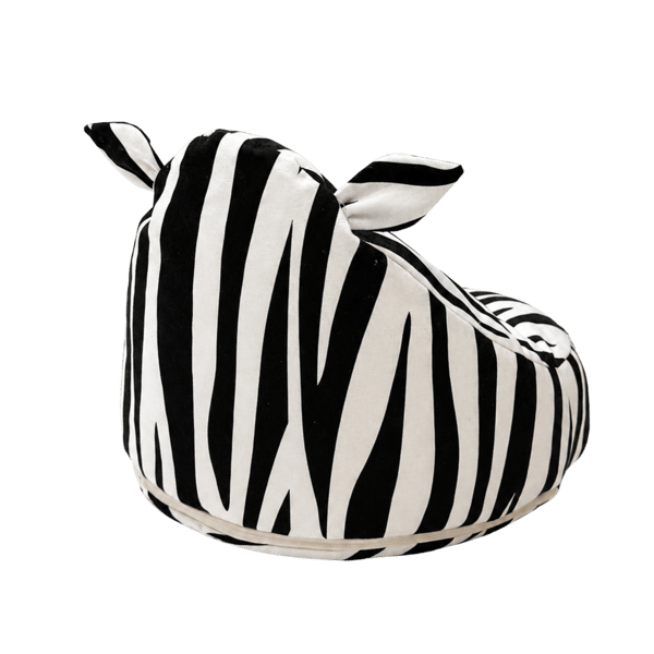 Sittpuff/sitsäck för barn med teddytextil – Sebramönstrad – Bees & Blooms