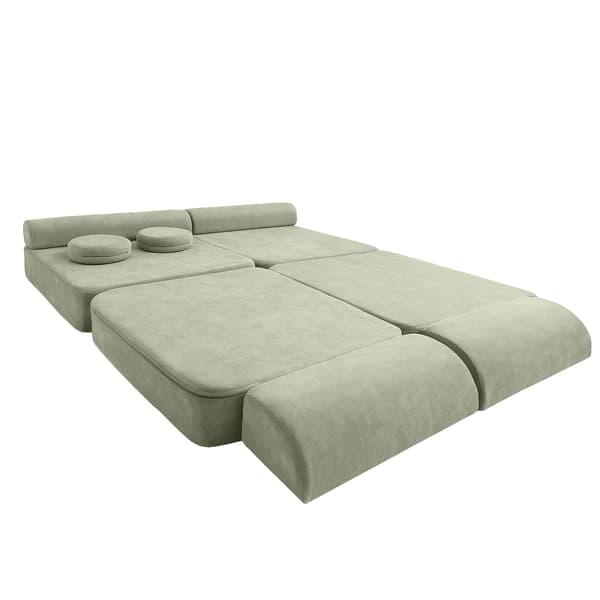 Modulär barnsoffa, 8 delar, grön chenille, 160 cm – Bees & Blooms