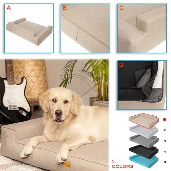 Vattentät hundbädd i möbeldesign beige, 78 x 53 cm – E-Doggy