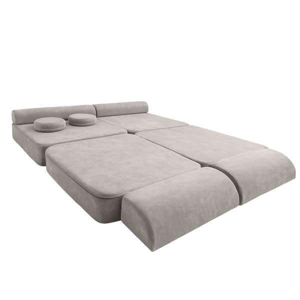Modulär barnsoffa, 8 delar, grå chenille, 160 cm – Bees & Blooms