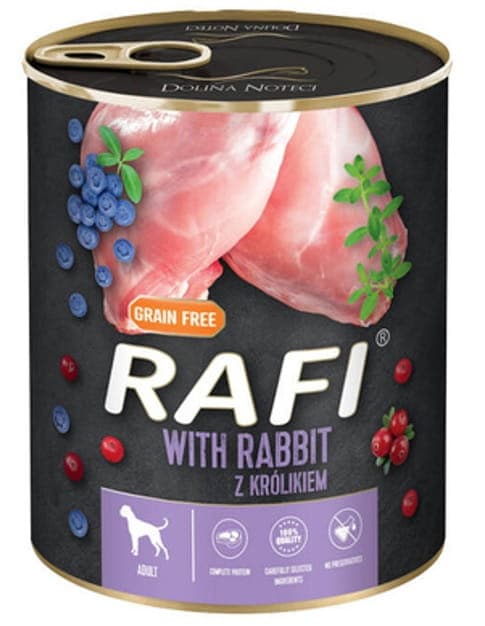 Rafi vådfoder til hunde med kanin 800 g