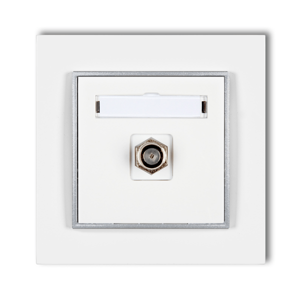 1x antennuttag med ram Karlik mini vit/silver