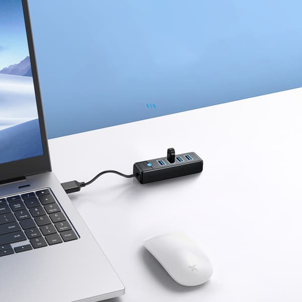PW4U-U3 USB-A splitter hub - 4x USB-A - sort