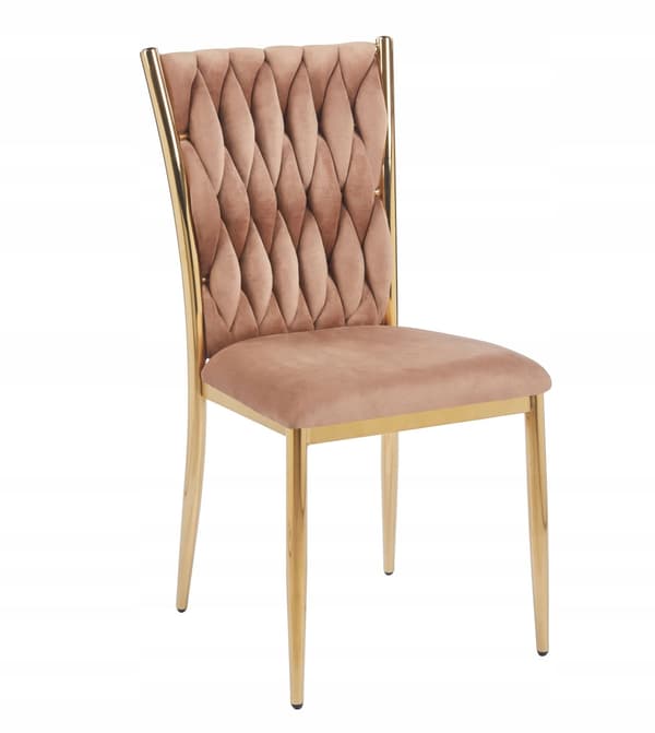 CAPPUCCINO BORDSTOL Sammetsflätad Guldram Modern