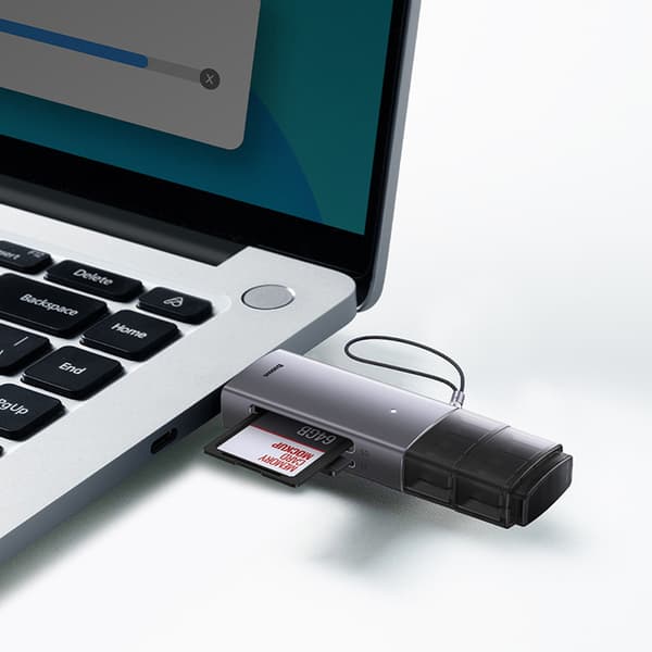 SD TF USB-A USB-C minneskortläsare - Grå