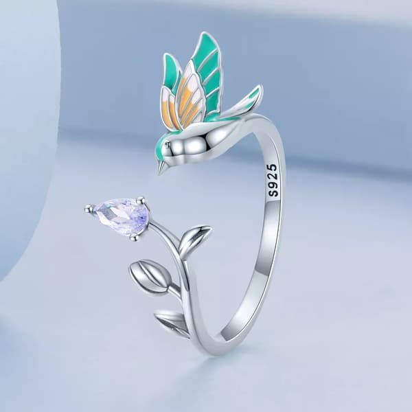 Silver Justerbar Kolibri Ring S925 Silver