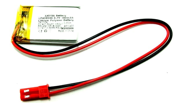 BATTERI Li-Poly 190mAh 3,7V JST-2-ben