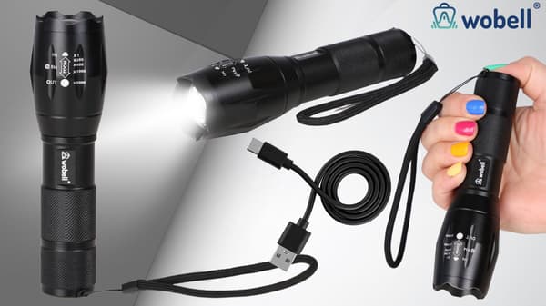 LED-taktinen taskulamppu cree zoom XML T6 vedenpitävä