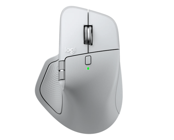 Logitech MX Master 4 för MAC trådlös mus RF trådlös + Bluetooth, 8000 DPI, vit silver
