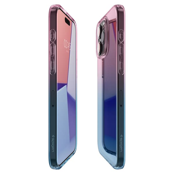 iPhone 15 Pro flydende krystal cover - lyserød og blå