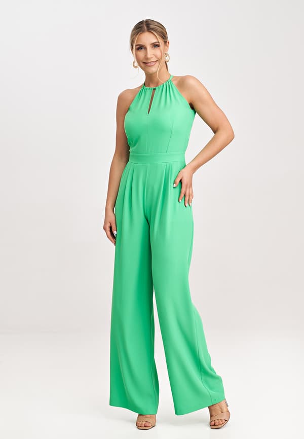 Elegant damejumpsuit til bryllup, grøn, størrelse L/XL