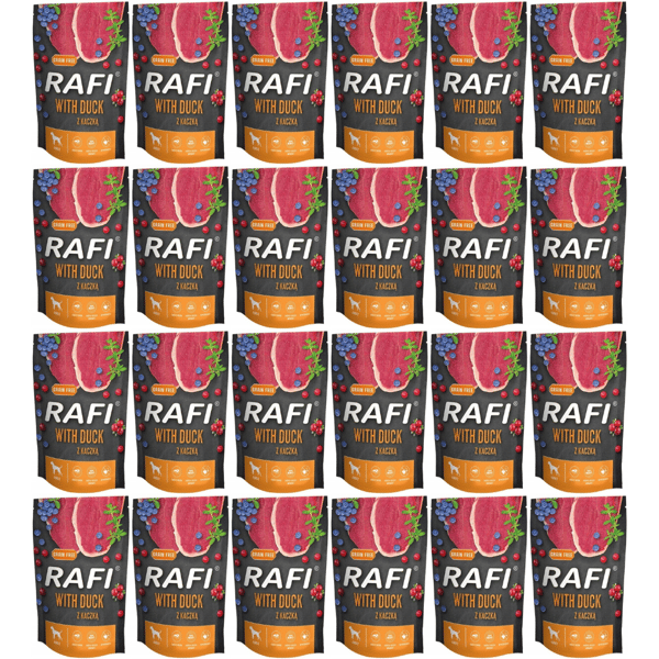 Dolina Noteci Rafi vådfoder til hund, and, blåbær, tranebær, 24 x 500 g