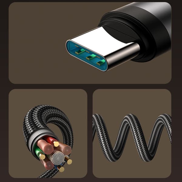 USB-C 60W 1.2m Kulmakaapeli - Musta