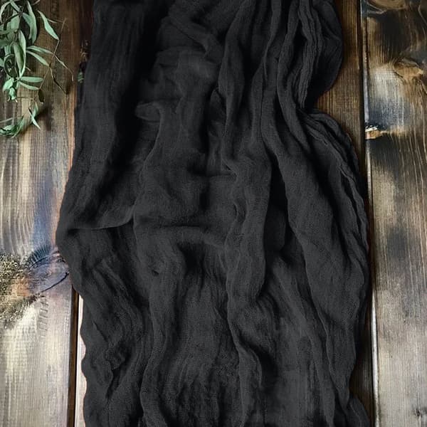 Bordløber boho folder sort rustik til bord delikat 90x300 cm