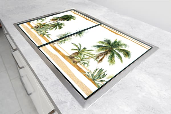 GLASSKYDDSPLÅT FÖR SPIS 90x52 PALMTRÄD