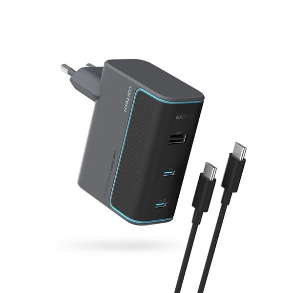 USB-C USB-A Väggladdare med USB-C GaN-kabel 100W - Grå