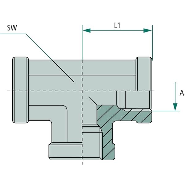 Hydraulisk adapter-T-stykke TA G1/8" 350bar