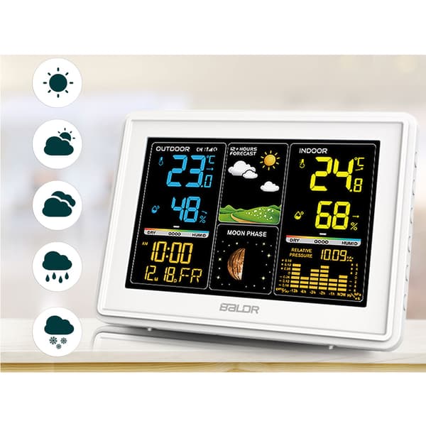 Väderstation med display BD-907 vit