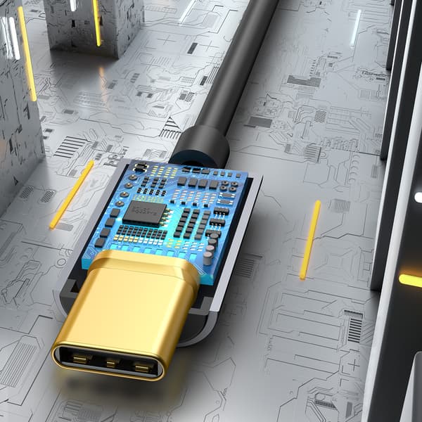 Hovedtelefonadapter USB-C - mini-jack 3,5 mm DAC 24 bit 48KHz - grå