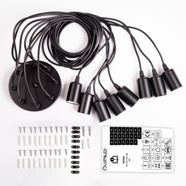 ARANE SPIDER loftslampe, 8 arme, til LED, 8x E27 LUMILED