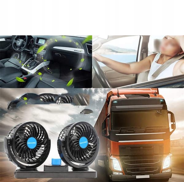 Bilventilator Dobbelt roterende ventilator til biler Kraftig 360° USB