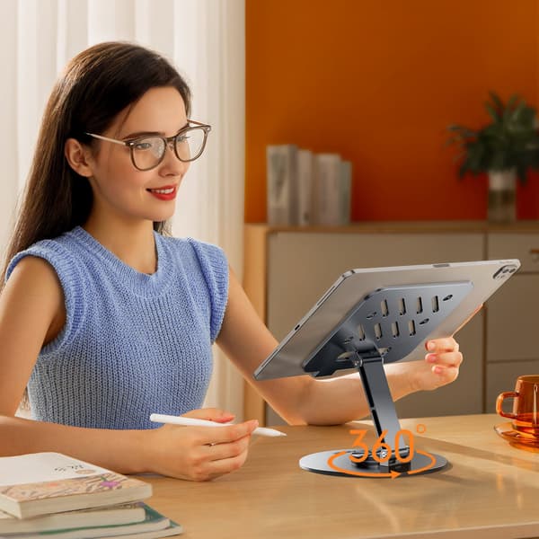 360-graders foldbar tablet-bordstativ - grå