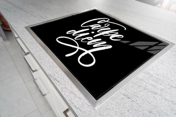 GLASBESKYTTELSESPLADE TIL KOMFUR 70x52 SORT