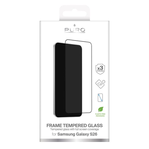 Hærdet glas til Samsung Galaxy S26 Frame - med sort ramme