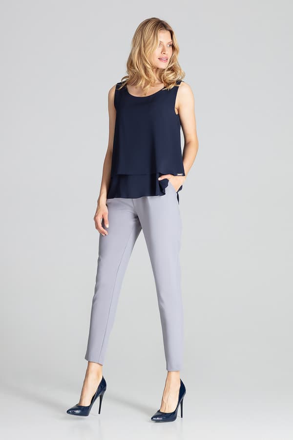 Elegant ärmlös blus - marinblå blus M679 storlek M