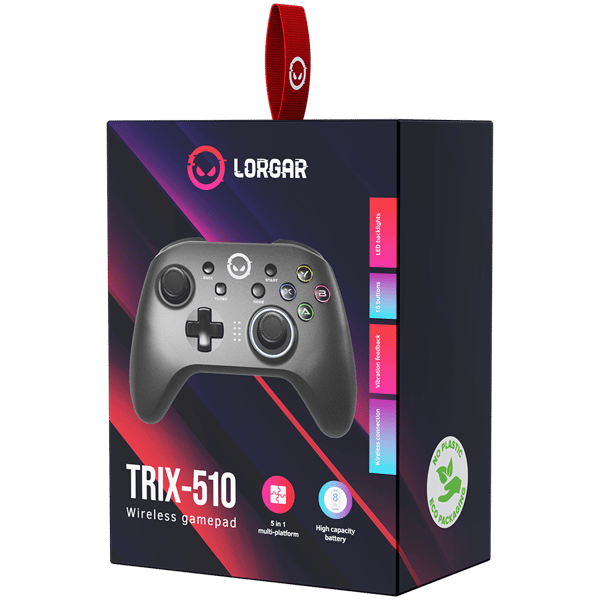 LORGAR Gamepad TRIX-510, Trådløs, Sort