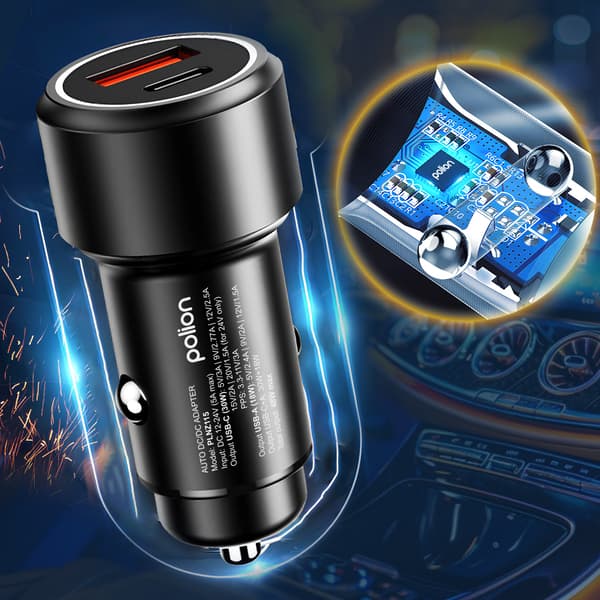 Billaddare 12V USB-C 48W | USB-C | USB-A | QC | PD