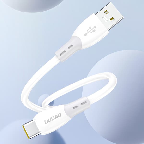Silikonflätad kabel USB-A - USB-C L25ST 5A 1m - vit