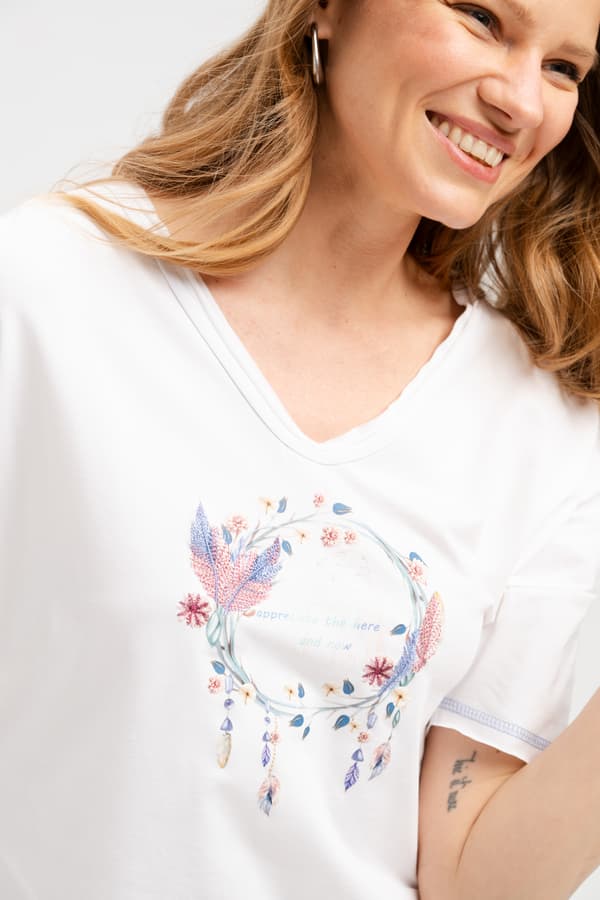 Damebluse Elma Ecru 44/46