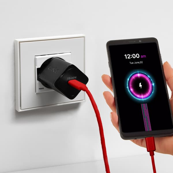 USB-C 60W flätad kabel 1,5m - Röd