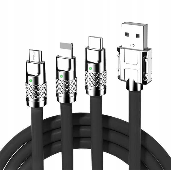Panssaroitu 3-in-1-kaapeli iPhonelle / micro USB / TYPE-C:lle