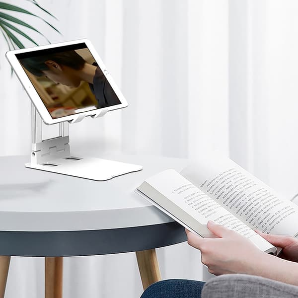Bordstativ til telefon, tablet og foldbar - hvid