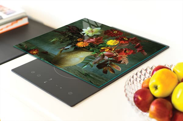 SKÄRBRÄDA I GLAS 40x30 BLOMMOR