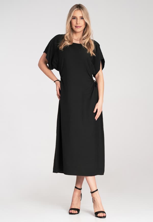 Løs elegant midikjole - sort, universal størrelse M1183