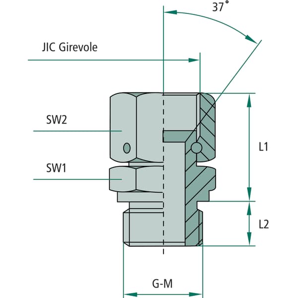 Suora hydrauliikkaliitin 9/16"JIC M14x1.5 350bar