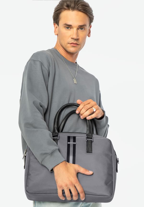 Wittchen Herre 15,6" Laptoptaske med Bånd, Grå Polyester