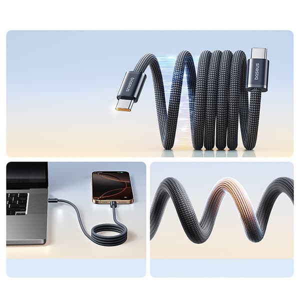 Filtfri USB-C 100W 1m kabel - Sort