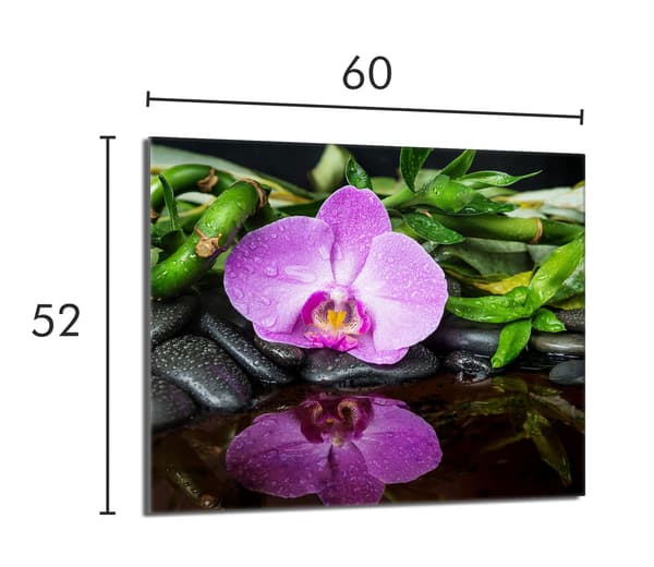 Lasinen suojalevy liedelle 60x52 Orchidea