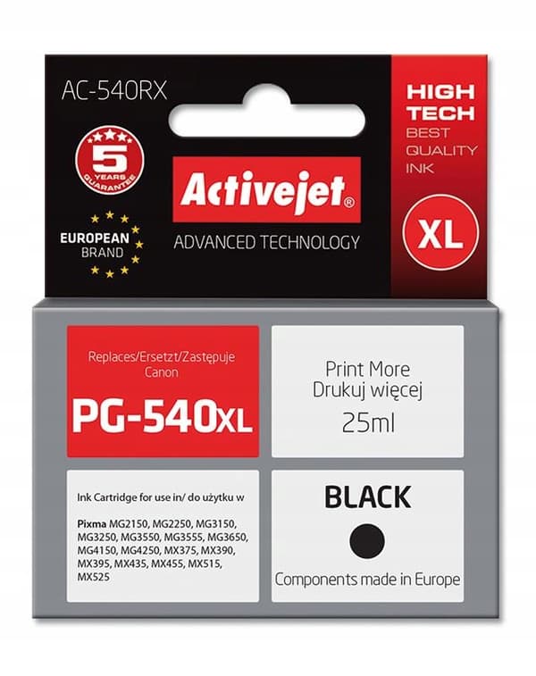 ActiveJet PG-540XL sort blæk, 25 ml, erstatning for Canon