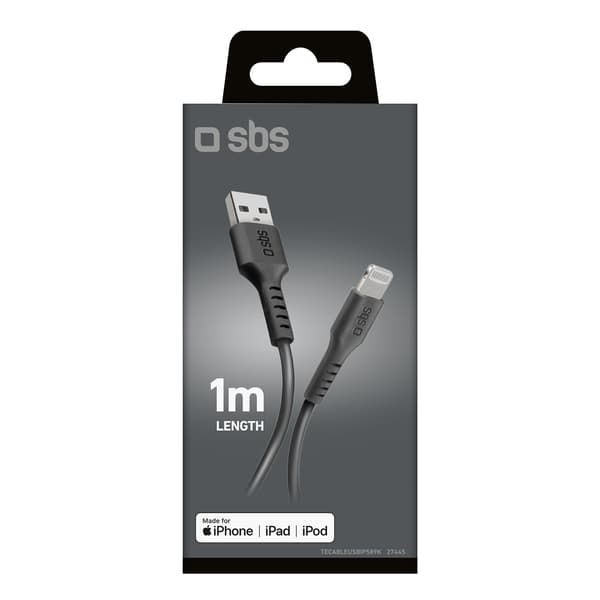 MFi-certifierad USB-A till iPhone Lightning-kabel 1 m - Svart