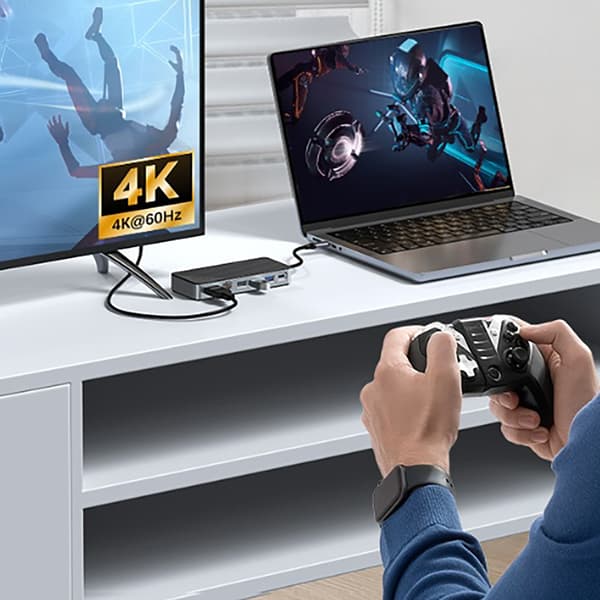 OM28PR-G2 Hub Dockingstation med M.2-drevbås USB-C - USB-A USB-C HDMI Ethernet - Sort