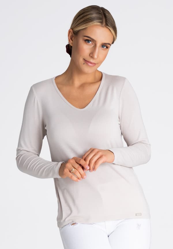 Damblus långärmad beige storlek M