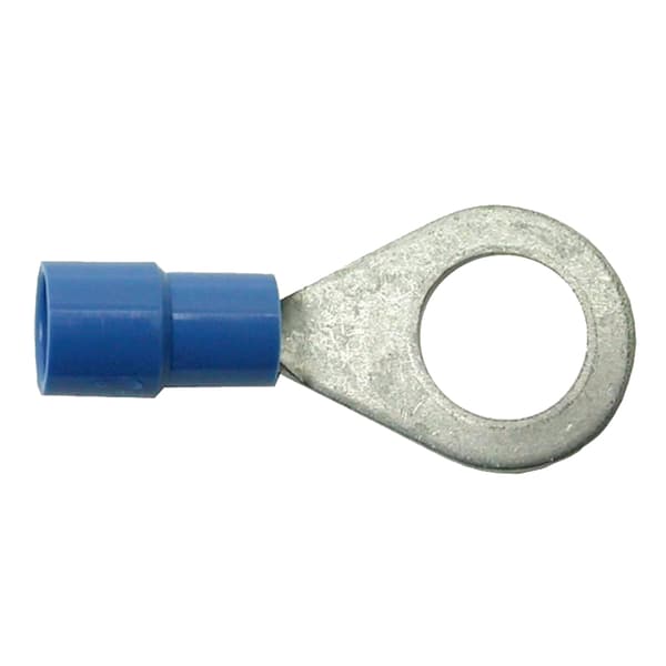 Krympe-isoleret øjeforbindelse, diameter 6,5 mm, M6, 1,5-2,5 mm², blå