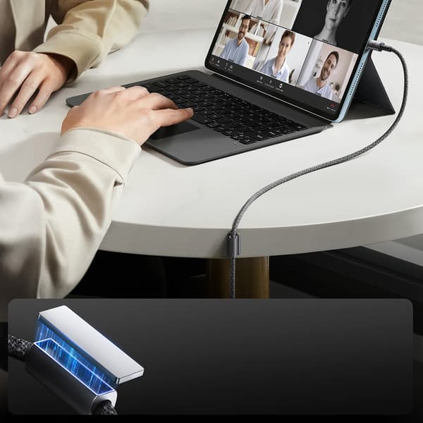 USB-C - iPhone Lightning-kabel med magnetisk hållare 1,2m - grå