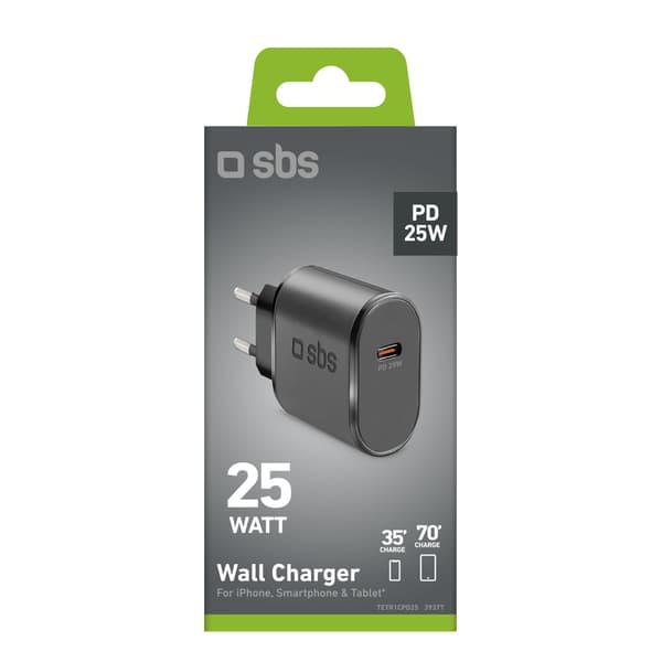 Strømforsyning USB-C 25W Vægoplader - Sort